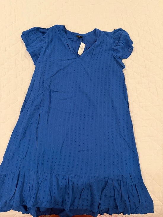 Ann Taylor Dresses & Skirts - Ann Taylor Blue Textured V-Neck Ruffle-Hem Mini Dress